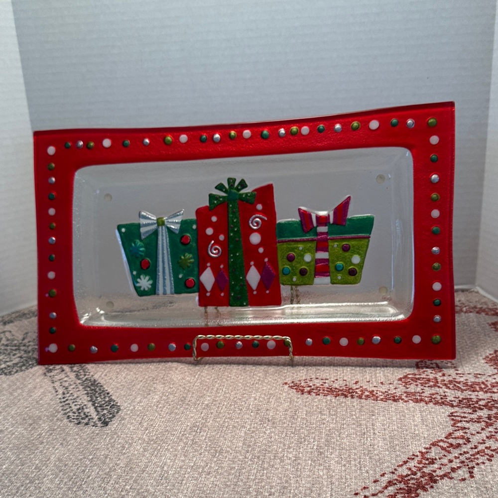Hand blown Silvestri Holiday Serving Platter